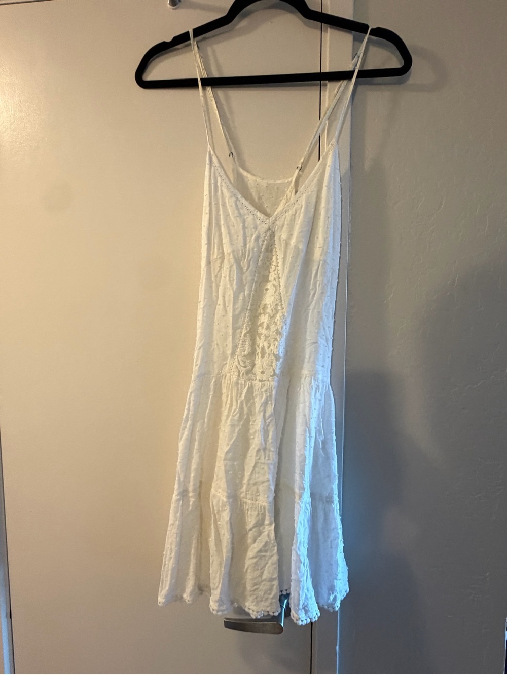 Anthropologie White Swiss Dot Spaghetti Strap Tank